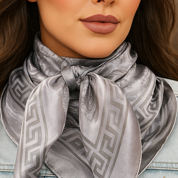 35X35" Silver Jacquard Wild Rag / Scarf WR4005