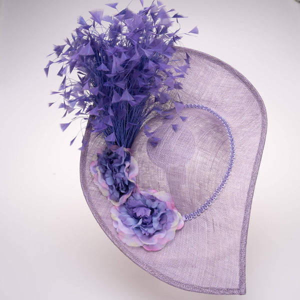 Sinamay Base With Flowers And Feathers Finishing On The Brim: Yellow