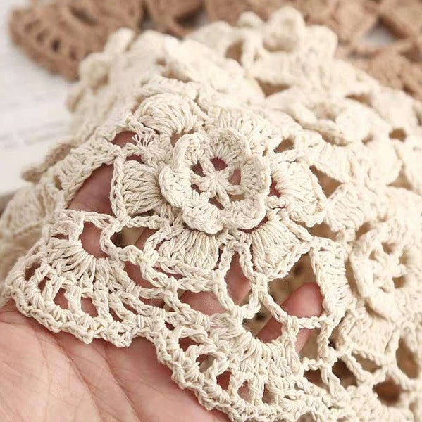 Beige Hand-Crocheted Bucket Hat