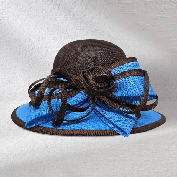 Two Tone Bow Accent Elegant Sinamay Dressy Hat: Beige,Brown