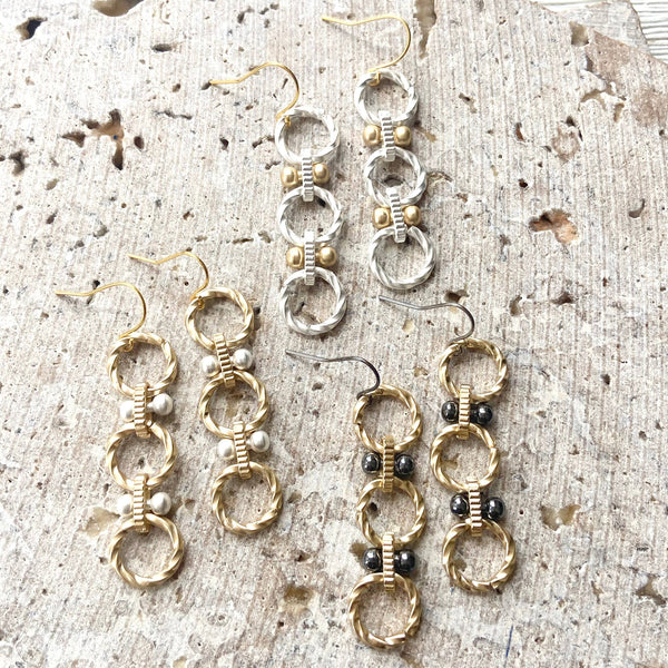 Handmade earrings matte metal  Boutique Jewelry Trending Now: Matte silver with matte gold accents