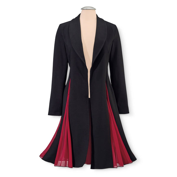 Chiffon Godet Duster Jacket: Black Multi / Large