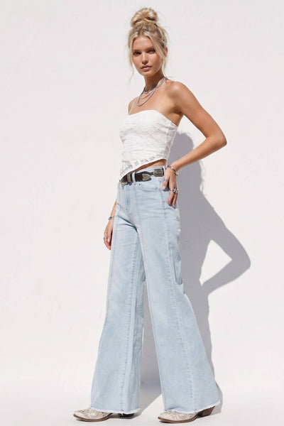 WIDE LEG PALAZZO FIT JEANS 2472PIA BLACK: Black / M