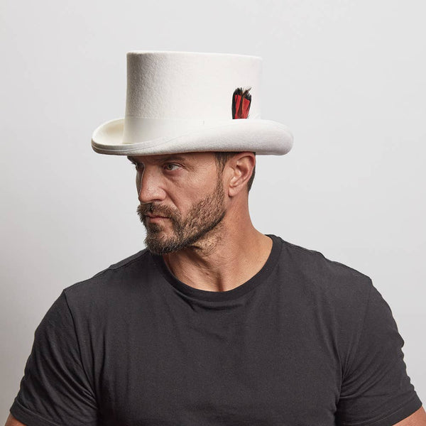 Lightweight Wool Top Hat - Style Majestic: White / LG