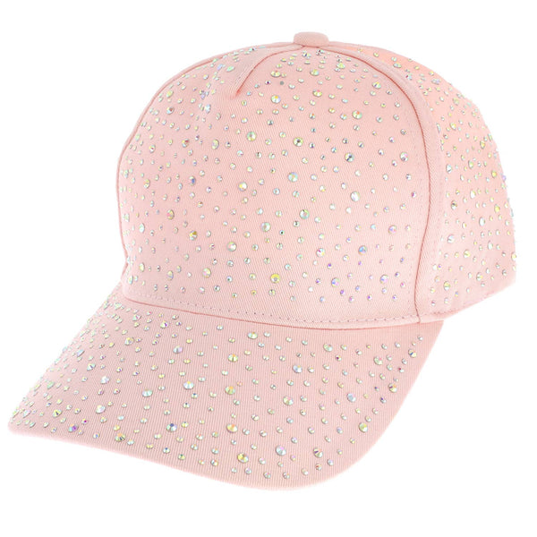 Jeweled Crystal Rhinestone Studded Baseball Cap: Black