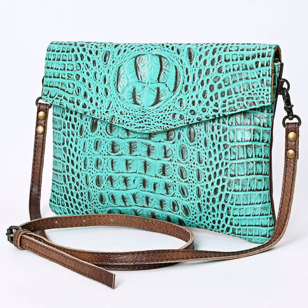 ADBGS178 Crocodile Embossed Genuine Leather Crossbody Envelope - Western Style: ADBGS178BJ