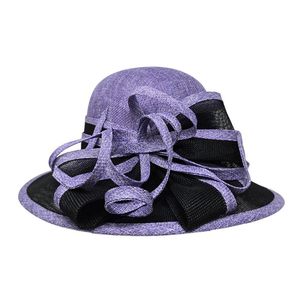 Two Tone Bow Accent Elegant Sinamay Dressy Hat: Beige,Brown