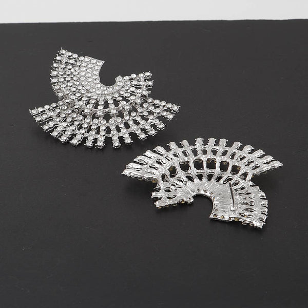 Multi Rhinestone Disk Earrings: Gold Clear