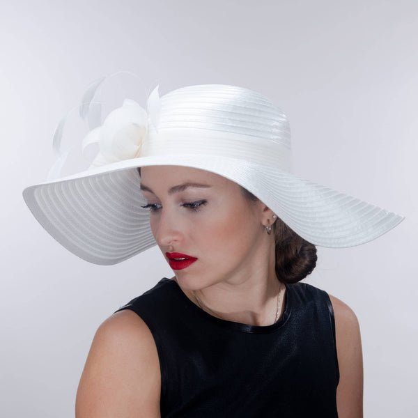 321883 | Color Satin Taffeta Off-The-Face Church Hat: BLACK