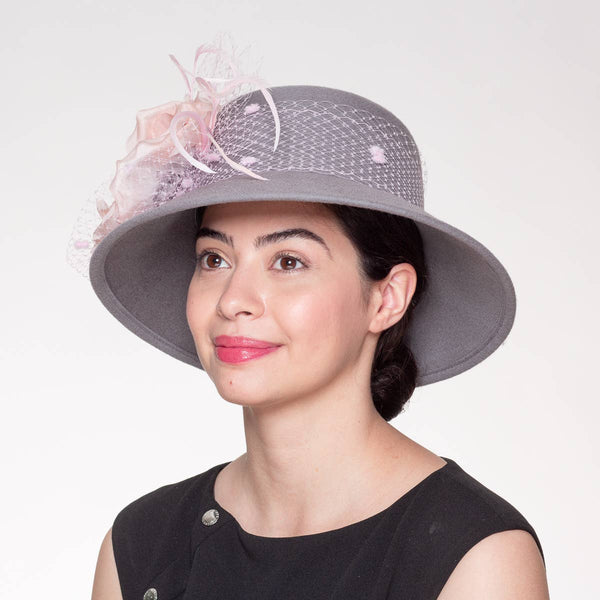 400788 Silk Flower Lamp Shape Wool Felt Hats: Felt / CAMEL