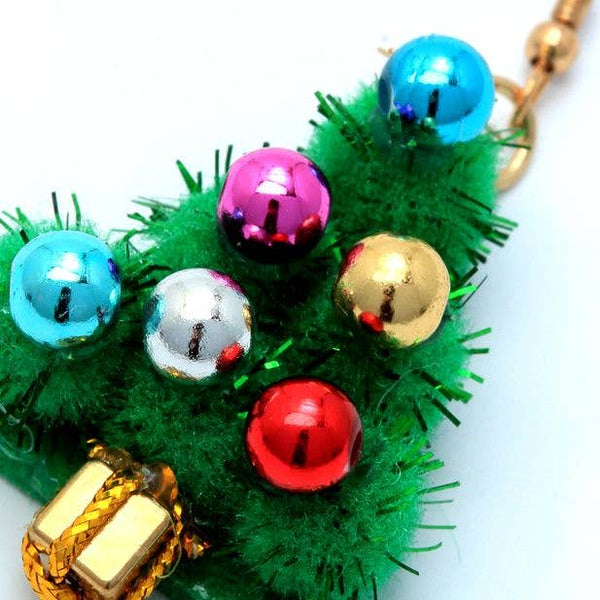 Tinsel Christmas Tree Earrings