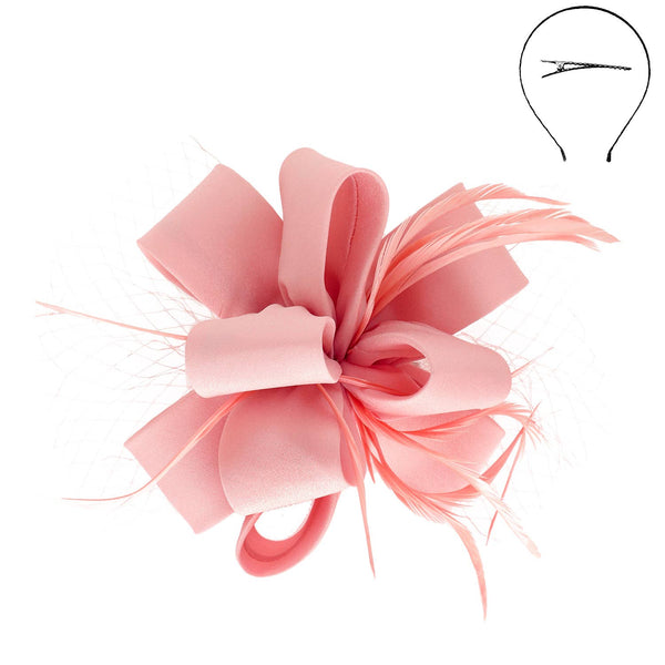 Feathered Loopy Sinamay Fascinator : Grey