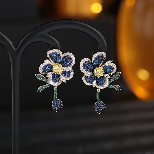 Flower Cubic Zirconia Earrings