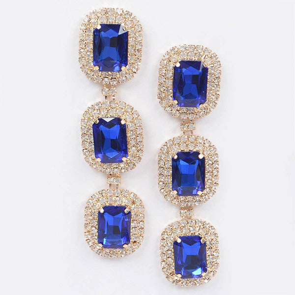Rhinestone Dangle Earring: Silver