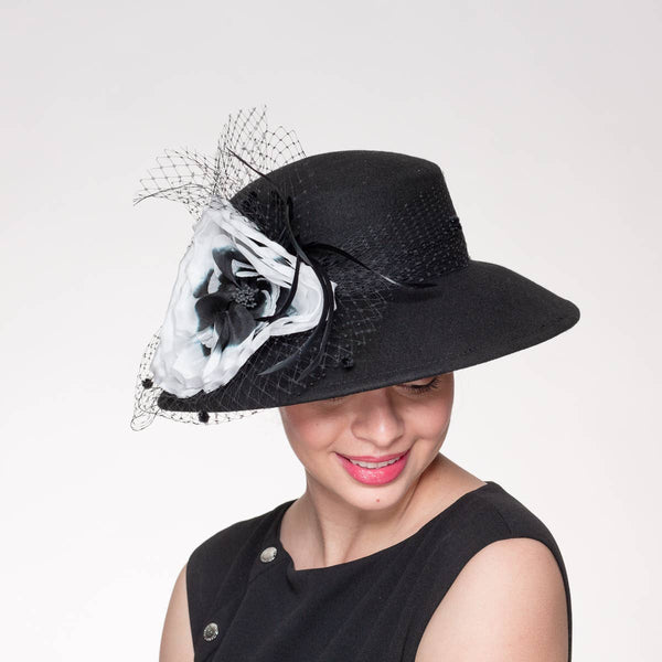 400788 Silk Flower Lamp Shape Wool Felt Hats: Felt / CAMEL