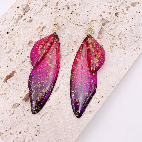 Gradient Cicada Wings Butterfly Wings Earrings: F