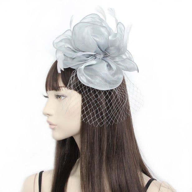 Style Fleur. Grey Chiffon Fascinator On An Aliceband