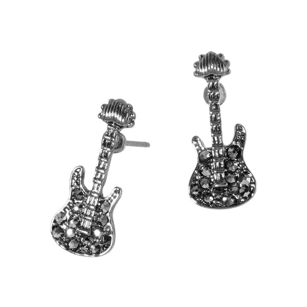 Crystal Stone Guitar Stud Earrings