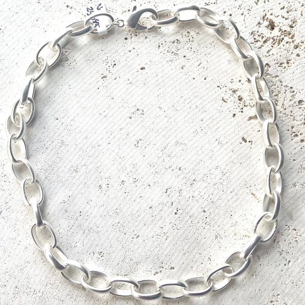 Chunky necklace matte silver  statement piece