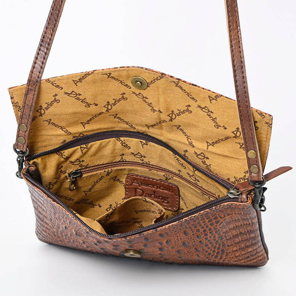 ADBGS178 Crocodile Embossed Genuine Leather Crossbody Envelope - Western Style: ADBGS178BJ
