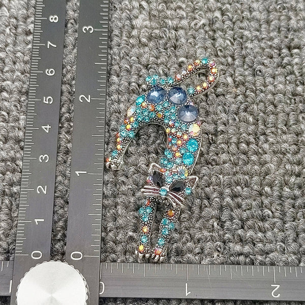 1Pc Colorful Rhinestone Creative Lazy Cat Brooch