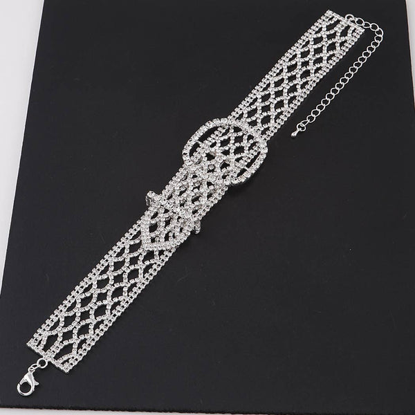 Diamond Belt Choker Necklace: Gold Clear