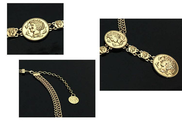 Coins Tassel Waist Chains WA0227: Gold