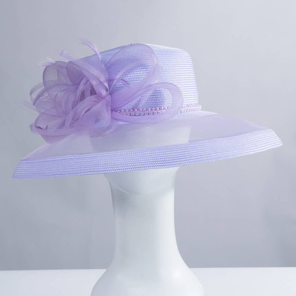 301886 Ribbon Bow Crinoline Brim Poly Straw Hats: PP / NAVY