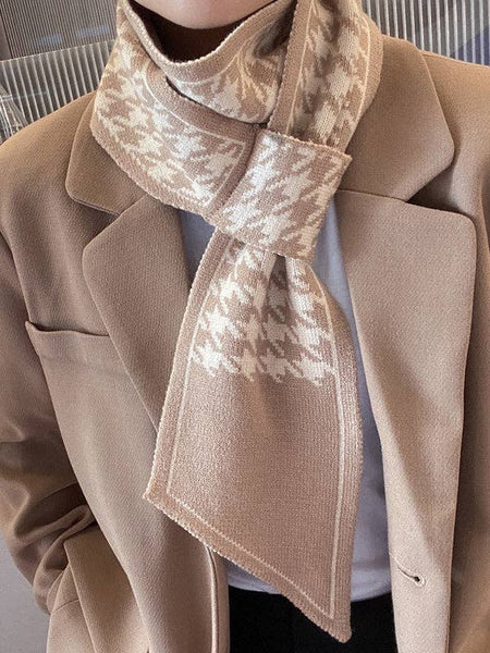Houndstooth Split-Joint Scarf: BLACK WHITE / One_size