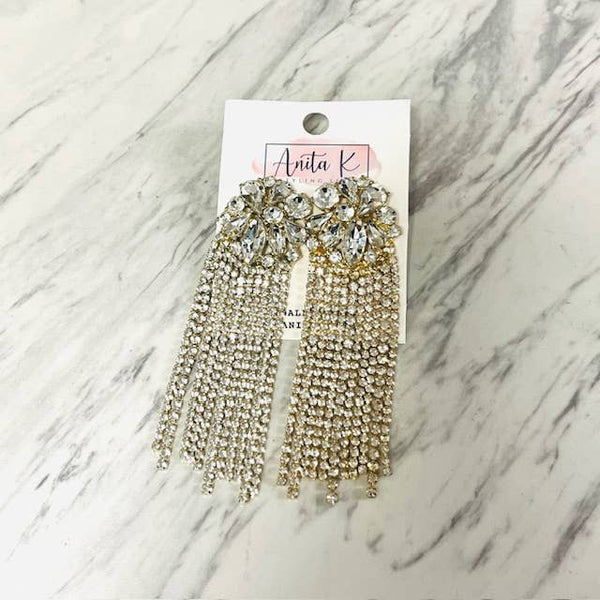 Crystal Waterfall Chandelier Statement Earring