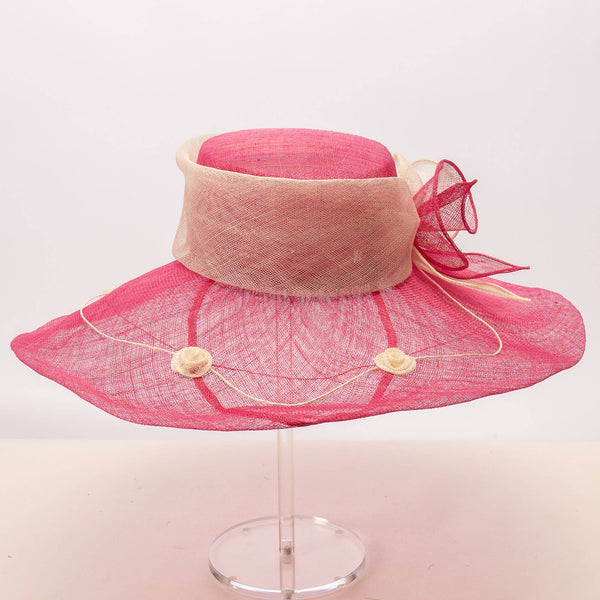 Two tone  Callalily Adorned Wide Soft Sinamay Hats | 117138: Yellow/Blue Ice