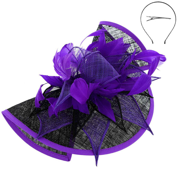 Two Tone Folded Fascinator with Headband and Clip: Red