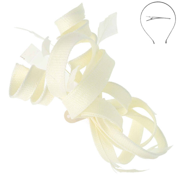 3-Piece Flax Fabric Fascinator Headband and Clip: Black