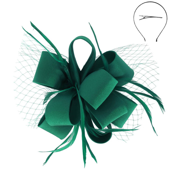 Feathered Loopy Sinamay Fascinator : Grey