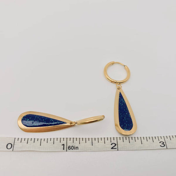 Enamel Drop-shaped Pendant Stainless Steel Huggie Earring