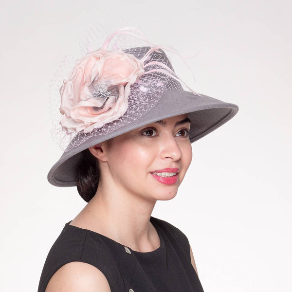 400788 Silk Flower Lamp Shape Wool Felt Hats: Felt / CAMEL