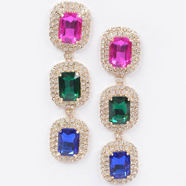 Rhinestone Dangle Earring: Silver