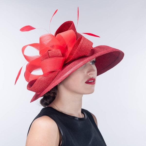 331881 Metallic Wide-Brimmed Church Hats: NAVY / Metallic