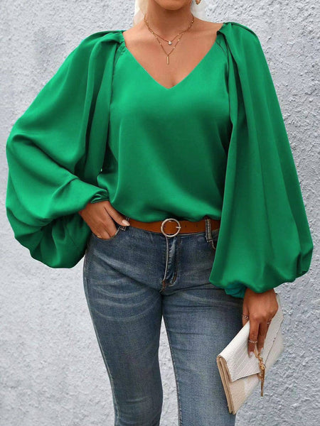Lantern Sleeve Blouse: Cream / XL