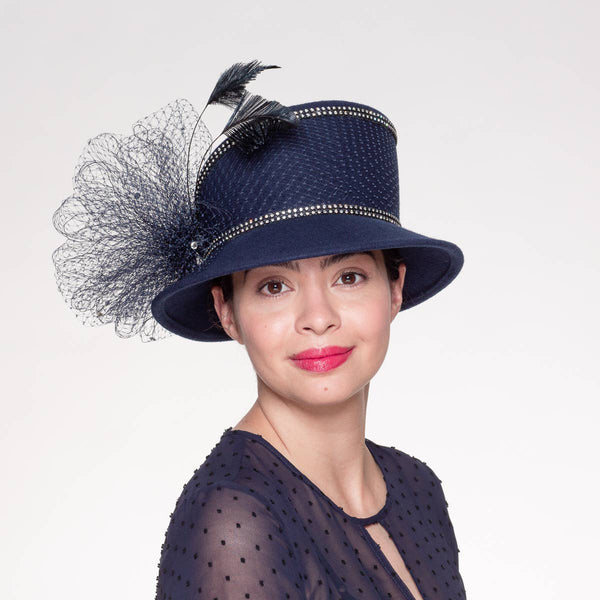 400769 Wool Felt Tear Drop Crown Hat: MINK / BROWN / Felt