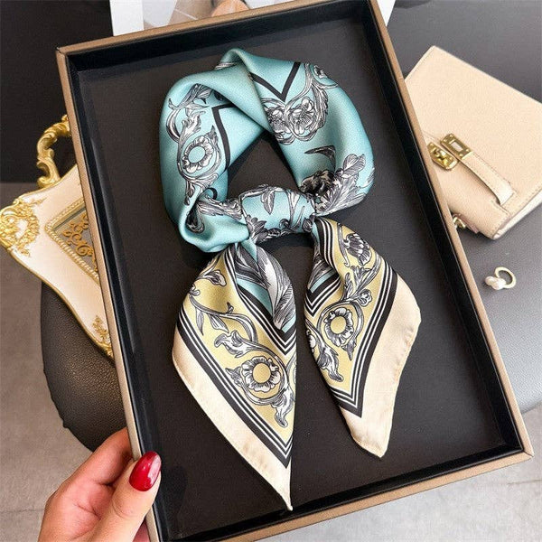 Fashion Print Square Scarf: BLUE
