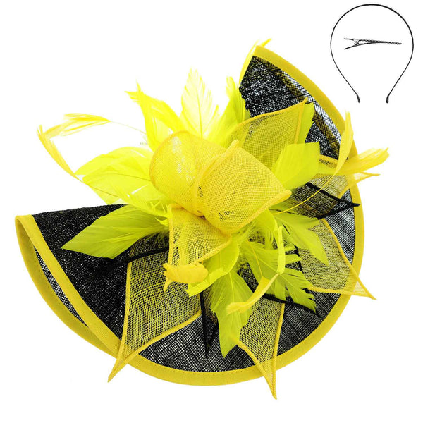 Two Tone Folded Fascinator with Headband and Clip: Red