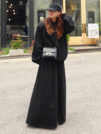 Loose Urban Gray Wide Leg Elastic Waist Pants: LIGHT GRAY / M