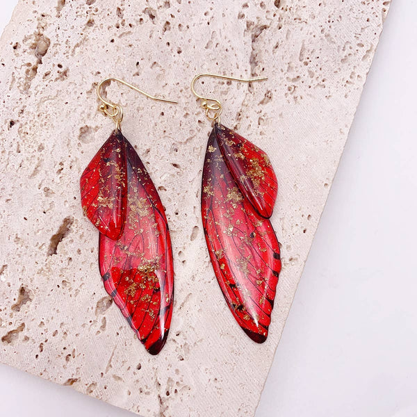 Gradient Cicada Wings Butterfly Wings Earrings: F