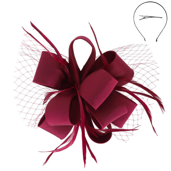 Feathered Loopy Sinamay Fascinator : Grey