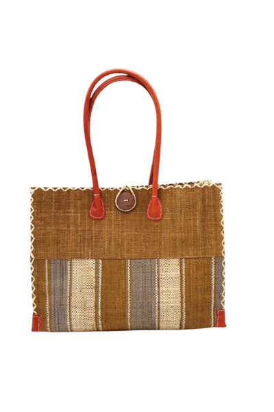 Two Tone Stripe Straw Beach Bag