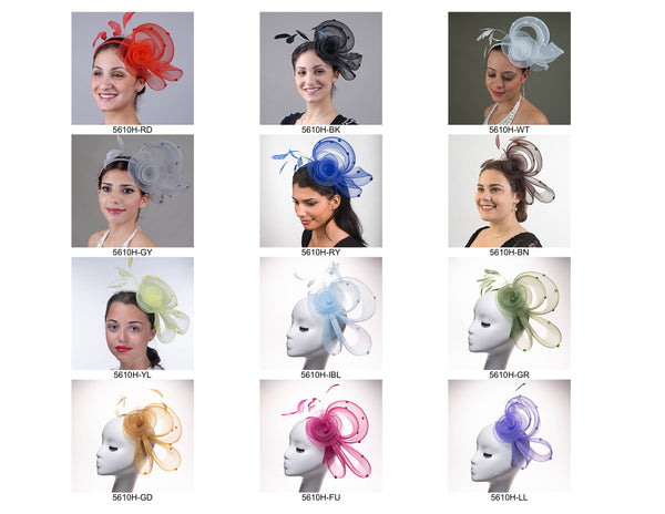 Crinoline Flower Bow Feather Headband Fascinator Cocktail: Gold