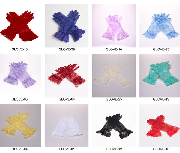 GLOVE-01 Wrist Length Lace Gloves: Black