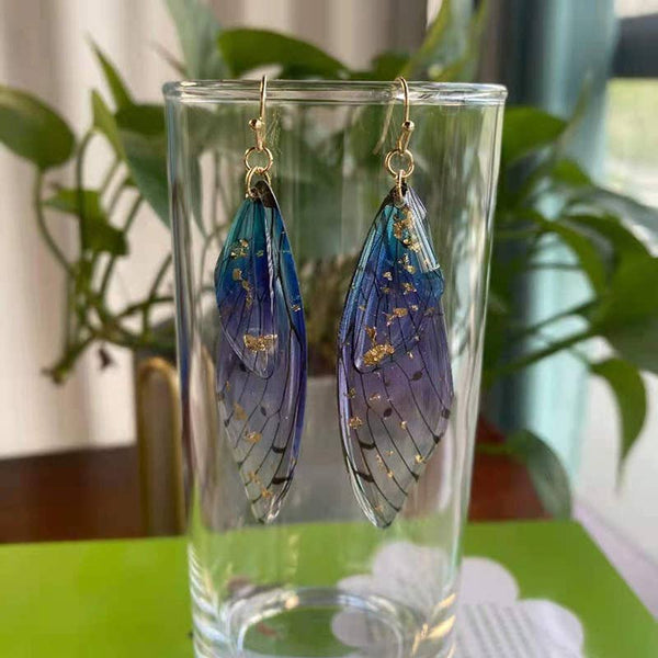 Gradient Cicada Wings Butterfly Wings Earrings: F