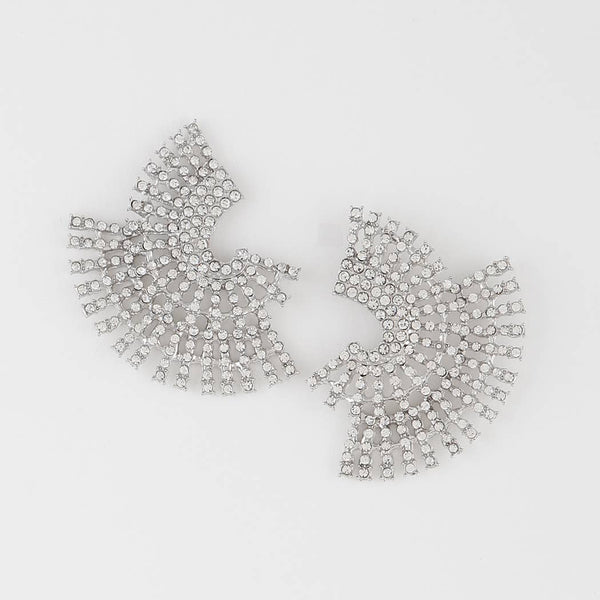 Multi Rhinestone Disk Earrings: Gold Clear